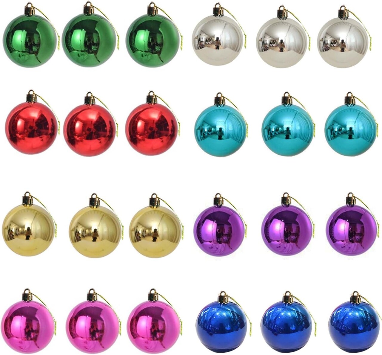 24 Pack Multicolor Mini Ball Ornaments Balls Set of 8 Color 1.2 inches